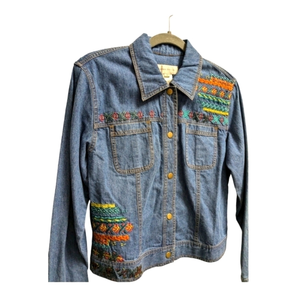 Vtg Susan Bristol embroidered beaded jean jacket NEW with tag Sz medium - Picture 2 of 7